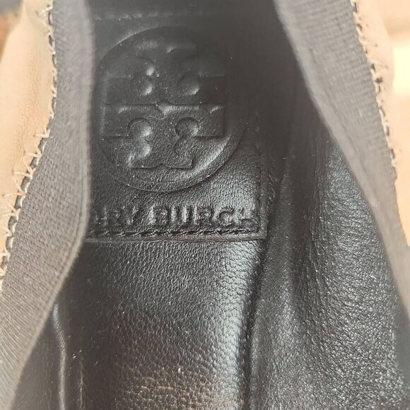 Tory Burch Bridgette Honeywheat Black Leather Quilted Cap Toe Ballet Flats 6 M - Picture 10 of 10